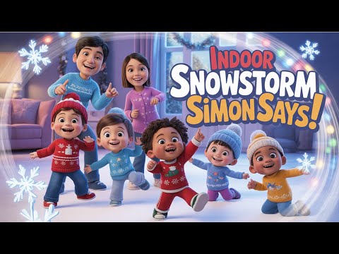 Indoor Snowstorm Simon Says ❄️ Fun Winter Listening Game for Kids | Holiday Movement & Learning Song