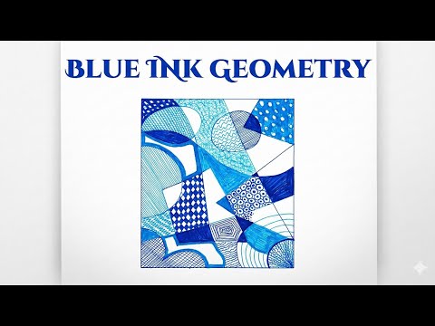 Blue Ink Geometry Art | Only Pen Drawing | No Pencil Challenge 💙✒️