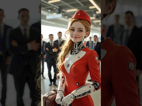 Beautiful robot flight attendants.  #robot