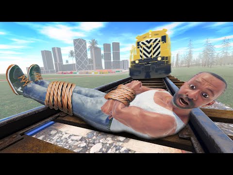 Franklin VS Train in Trap in Indian Bikes Driving 3D