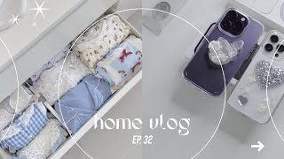 home vlog • deep purple iphone 14 pro aesthetic unboxing, organize with me, grocery restock