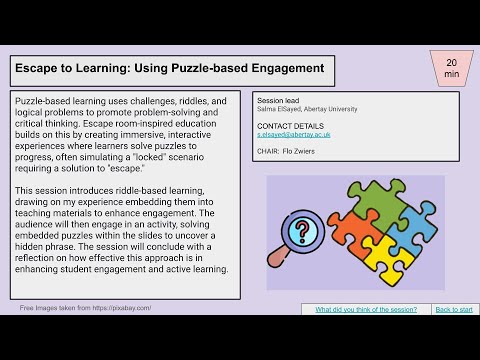 Session 3B: Escape to Learning
