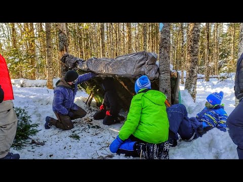 Building Winter Survival Shelter - Visit Boy Scouts and SURPRISE from Uberleben