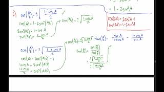 7.2 & 7.3: Trig Formulas - Proof of half angle formulas