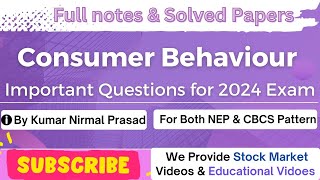 Consumer Behaviour Important Questions | BCom 3rd SEM NEP Syllabus & BCOM 5th SEM CBCS Pattern
