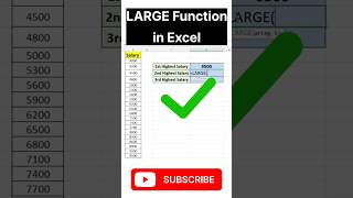 LARGE Function in Excel#Excel LARGE Formula#Excel#excelformula#exceltutorial#shorts#viral#excel