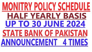 MONITRY POLICY SCHEDULE  ANNOUNCED BY STATE BANK OF PAKISTAN 2023 24 UP TO 30 JUNE 2024