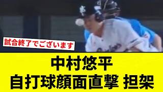 【担架や】中村悠平 自打球顔面直撃 担架【プロ野球反応集】