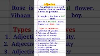 What is Adjective | Type of Adjective #adjective#ytshorts#viralspeech
