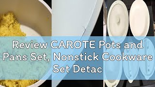 Review CAROTE Pots and Pans Set, Nonstick Cookware Set Detachable Handle, 19pcs Induction Kitchen Co