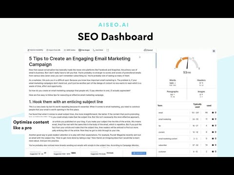 SEO dashboard & Content optimization made easy