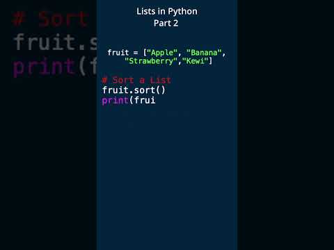 Lists in Python - Part 2 - Adding, Removing, Sorting and Printing a Singular Item