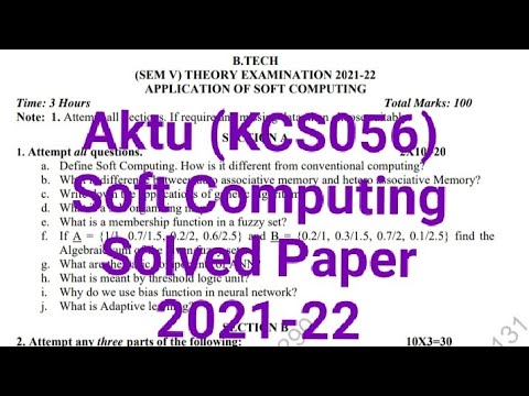 Soft computing Solved Paper 2021-22 | KCS056 | ApnaWorld