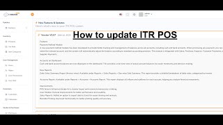 How to Update ITR POS