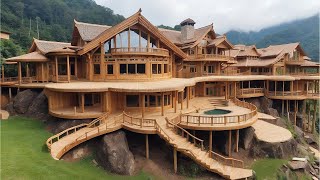 Man Builds Amazing Wooden Mansion in Mountain Start to Finish by @Carpenter_AnXu