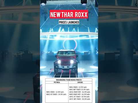 Mahindra Thar Roxx Prices Launced Starting at Rs 12.99 Lakh 🫡🫡 #tharroxx #ytshorts #mahindraxuv