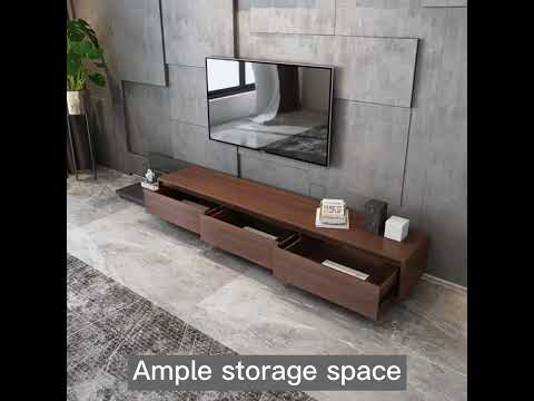 Minimalist Walnut & Gray Extendable Wooden TV Stand with 3 Drawers