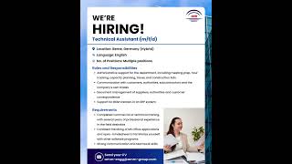 We’re #Hiring || Position: Technical Assistant (m/f/d)