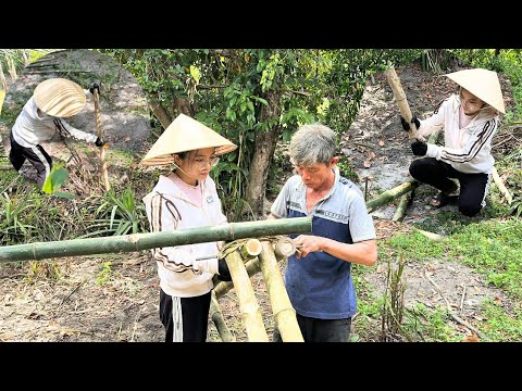Vietnamese Girl and Grandma Build a Bamboo House & Harvest Fresh Vegetables | Village Life