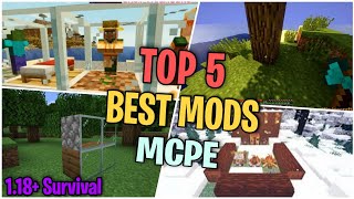 Top 5 Survival Mods For Minecraft Pe | Useful Mods To Improve Gameplay | For MCPE | 1.18 | 2022