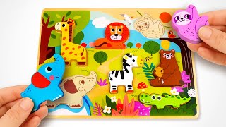 Learn Animal Names + Fun Facts with Puzzles | Preschool Video for Kids & Toddlers