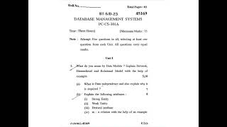 DBMS KUK University BTech 5th Semester 2023 Question Paper