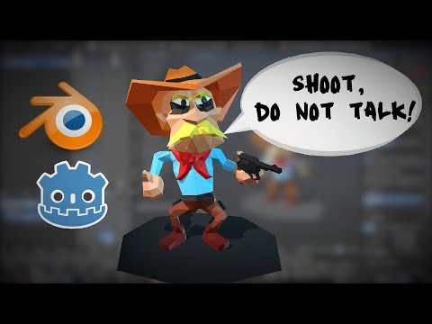 Blender 3d modeling low-poly cowboy character for Godot game