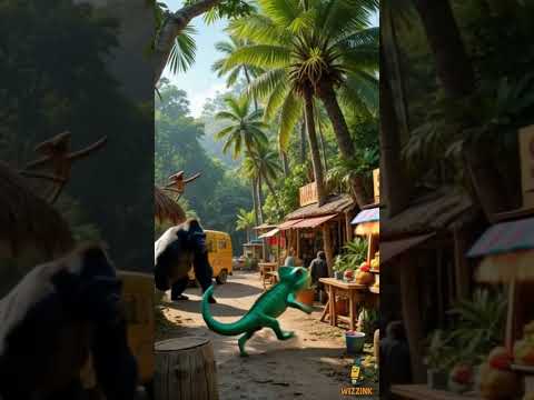 Jungle Smoothie War: Chameleon vs Gorilla! 🍌🦎🚐