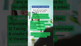 Interview question: How do you handle stress at work? #interview #jobinterview #interviewquestions