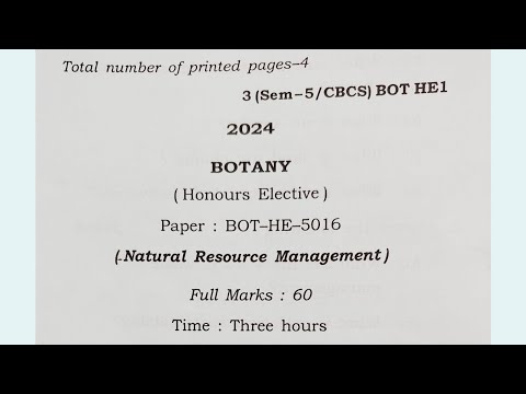 honours in botany natural resource management question paper 3rd SEM 2024