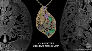 3D Printing Common Workflow Art Nouveau Pendant 3D JEWELRY TUTORIAL BLENDER NETFABB HALOTBOX