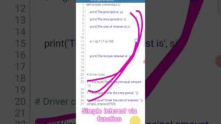 Find out  Simple Interest #function#pythonforbeginners #learnpythoninhindi #pythontutorial #shorts