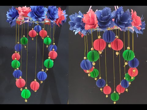DIY Beautiful Wall Hanging using flowers | Home decoration ideas | craft using colour papers