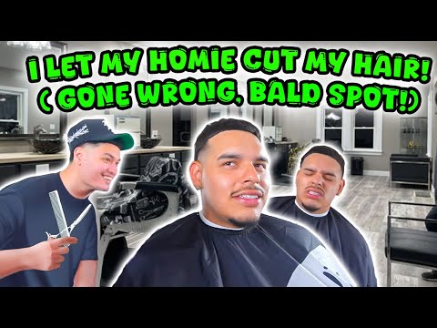 I Let my Homie Cut My Hair!? GONE WRONG! ( Bald Spot! )
