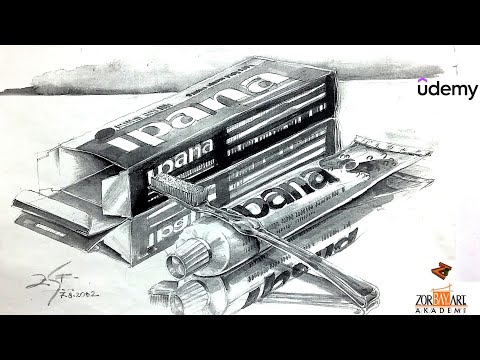 Grafik yazı, Yansıma ve Natürmort kompozisyon çizim kursu I Beginners  drawing