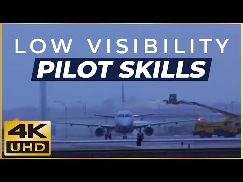 Plane Spotting (4K) - Low Visibility Airport Runway Pilot Skills