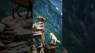 Mountain Goat Encounter with Aggressive Wolf 🐐🐺 #viralvideo #goat #wolf