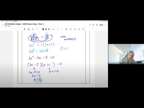 GCSE Higher Maths Exam Class 2025 - Paper 1