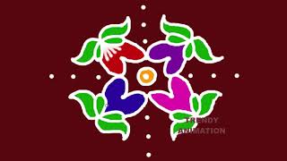 Awesome easy & simple rangoli with9*1dots | Chukkala muggulu | Easy kolam | Trendyanimation |