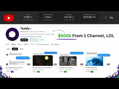 $576,860 With 1 Faceless Channel - Just Copy Me (YouTube Automation Guide)