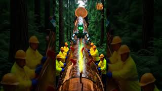 rescue robot from giant log #animals #funny  #robot #shorts