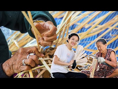Vietnamese Girl Harvests Bamboo & Weaves Baskets with Grandma