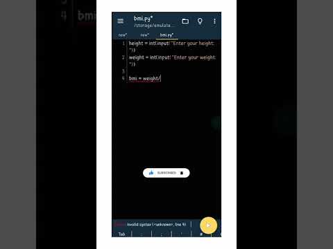 Basic BMI calculator in python 📟 #pythonprogramming #shorts