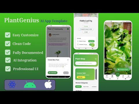 PlantGenius AI: Scan,Ecommerce Shop, Identify & Care for Plants – React Native Expo App Demo