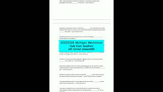 20252026 Michigan Mechanical Code Exam Questions with Correct Answers560 video