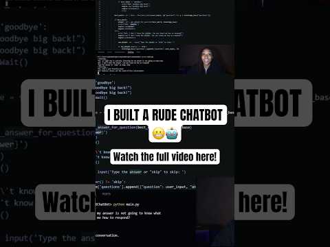 I Built A Rude AI Chatbot 😬 | Watch the Full Video! #chatbot #aichatbots #conversationalbot #coding
