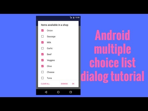 Android multiple choice list dialog tutorial