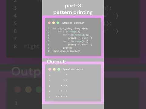 pattern 3: right down triangle | #apnacollege #codewithharry #python #code #pattern