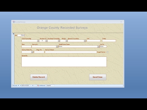 Section Corner Database - Survey/Plat Entry