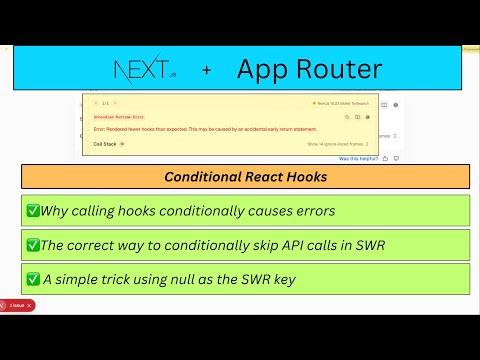 rendered fewer hooks than expected | useswr conditional fetching #nextjs